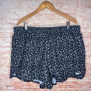 Plus Size Nike 10K Americana Running Shorts Black with Silver Star detailing